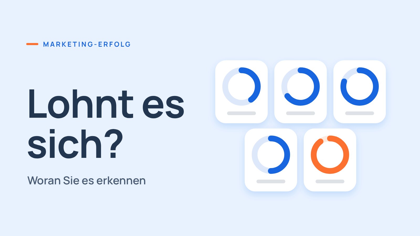 Cover-Grafik: fünf Fortschrittsringe als Sinnbild für Marketing-Kennzahlen, einer in Orange